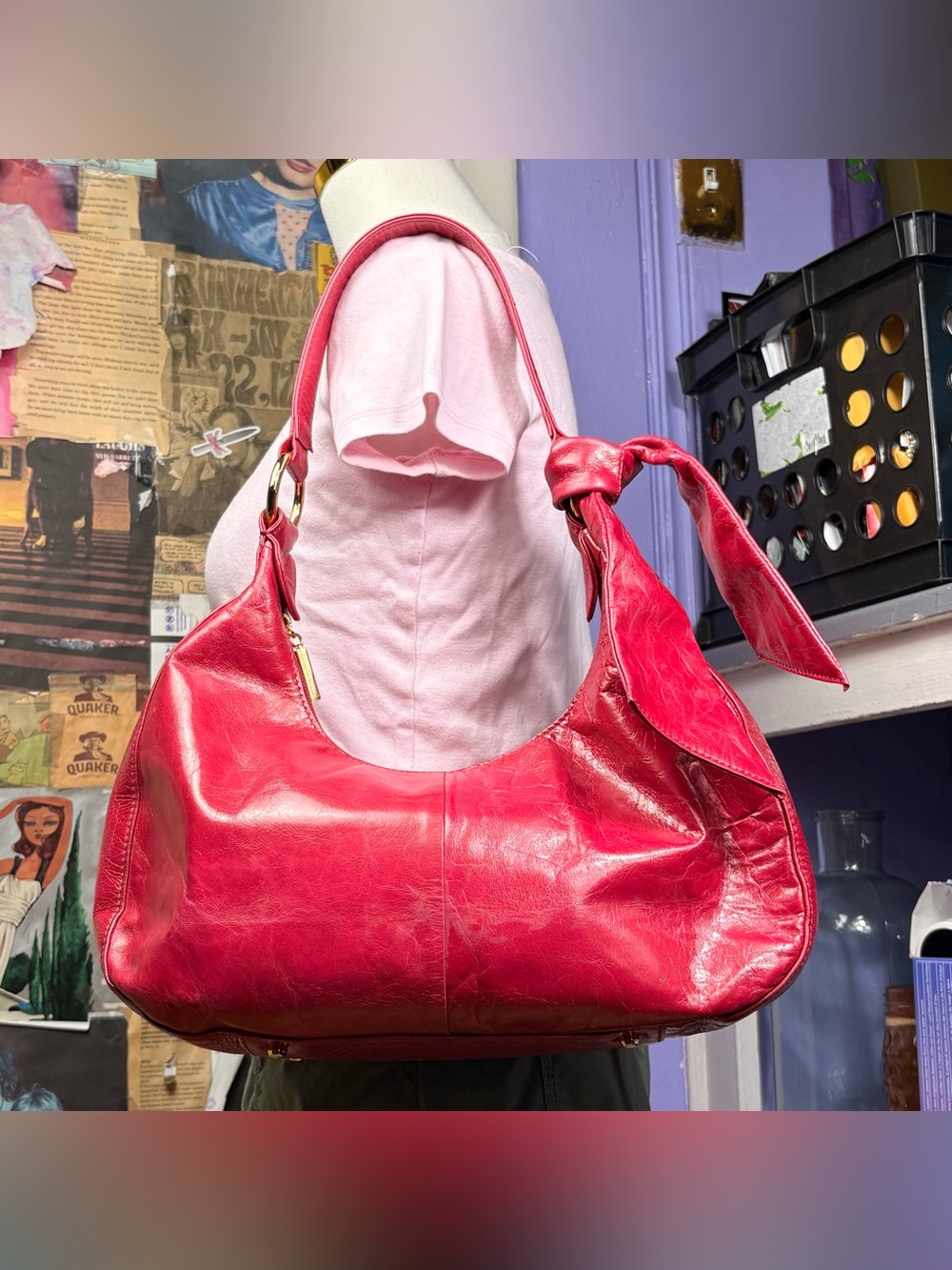 Hot Pink Bow Hobo Bag
